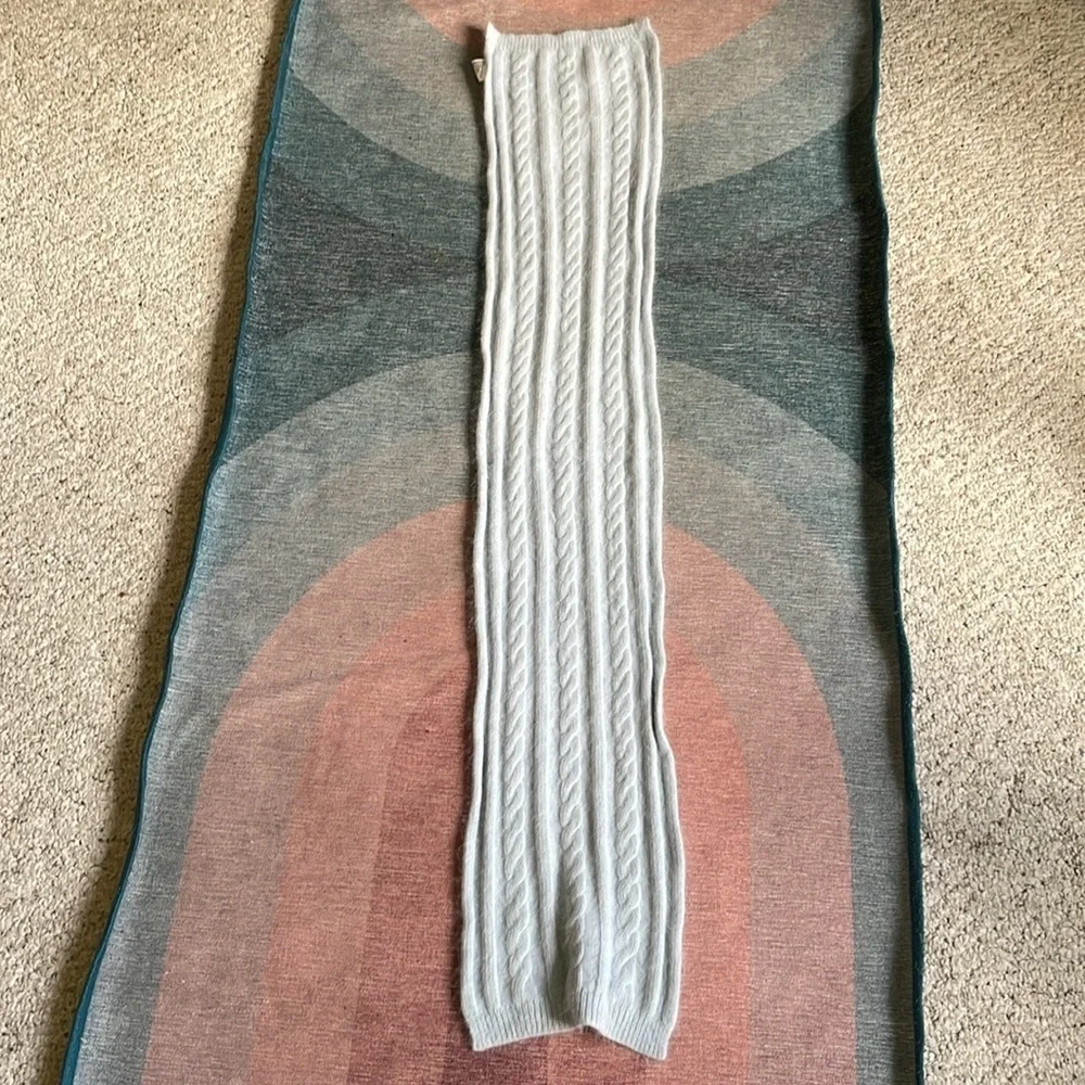 Light Blue Rabbits Fur & Lambswool Knit Braided Scarf